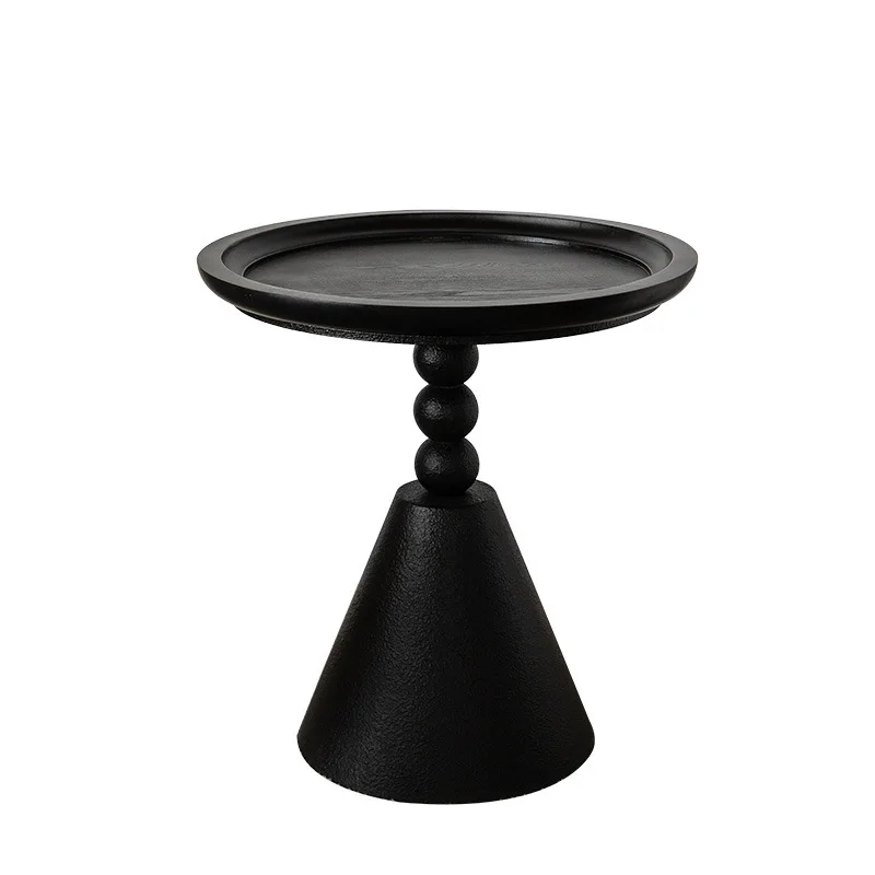 Tavolino rotondo in legno vintage nero - immagine 5