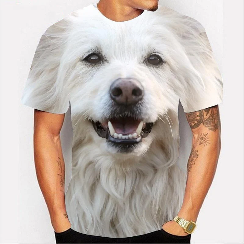 Cute Dog Print Short Sleeve T Shirt for Men and Women