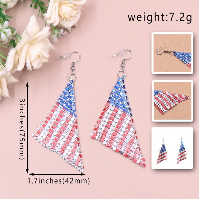 1pair Simple & Creative Geometric Patriotic Earrings For Independence Day |  SHEIN USA