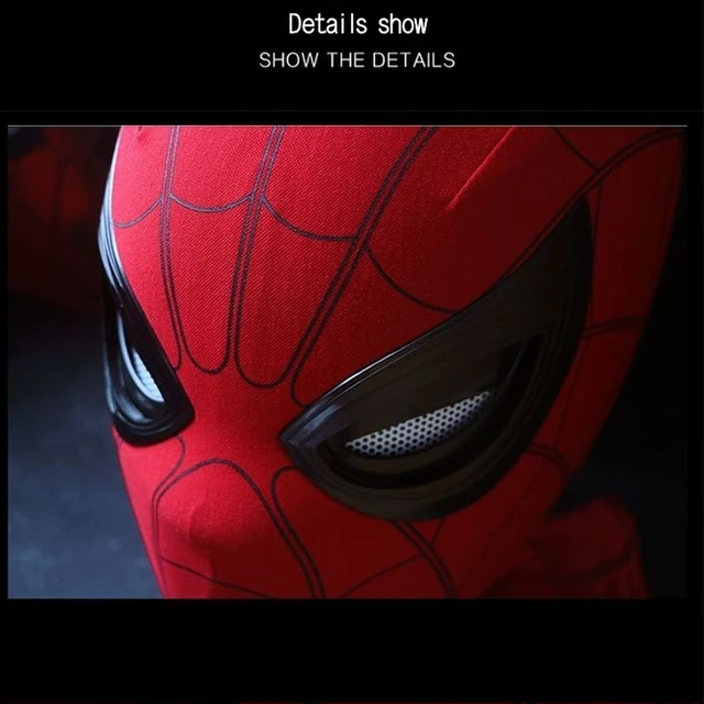 Mascara Spiderman Headgear Mask Cosplay Spider Man 1：1 Eye Electrons Emit  Light Control Elastic Toys Adults Kids Gift - AliExpress