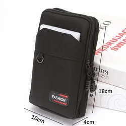 Double Layer Nylon Outdoor Waist Fanny Pack with Phone Pouch (Double Black)
