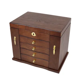 Retro Wood Jewelry Storage Box Large Capacity 360 Vintage Luxury Multi Layer Jewelry Storage Box Organizer for Girl Ornament