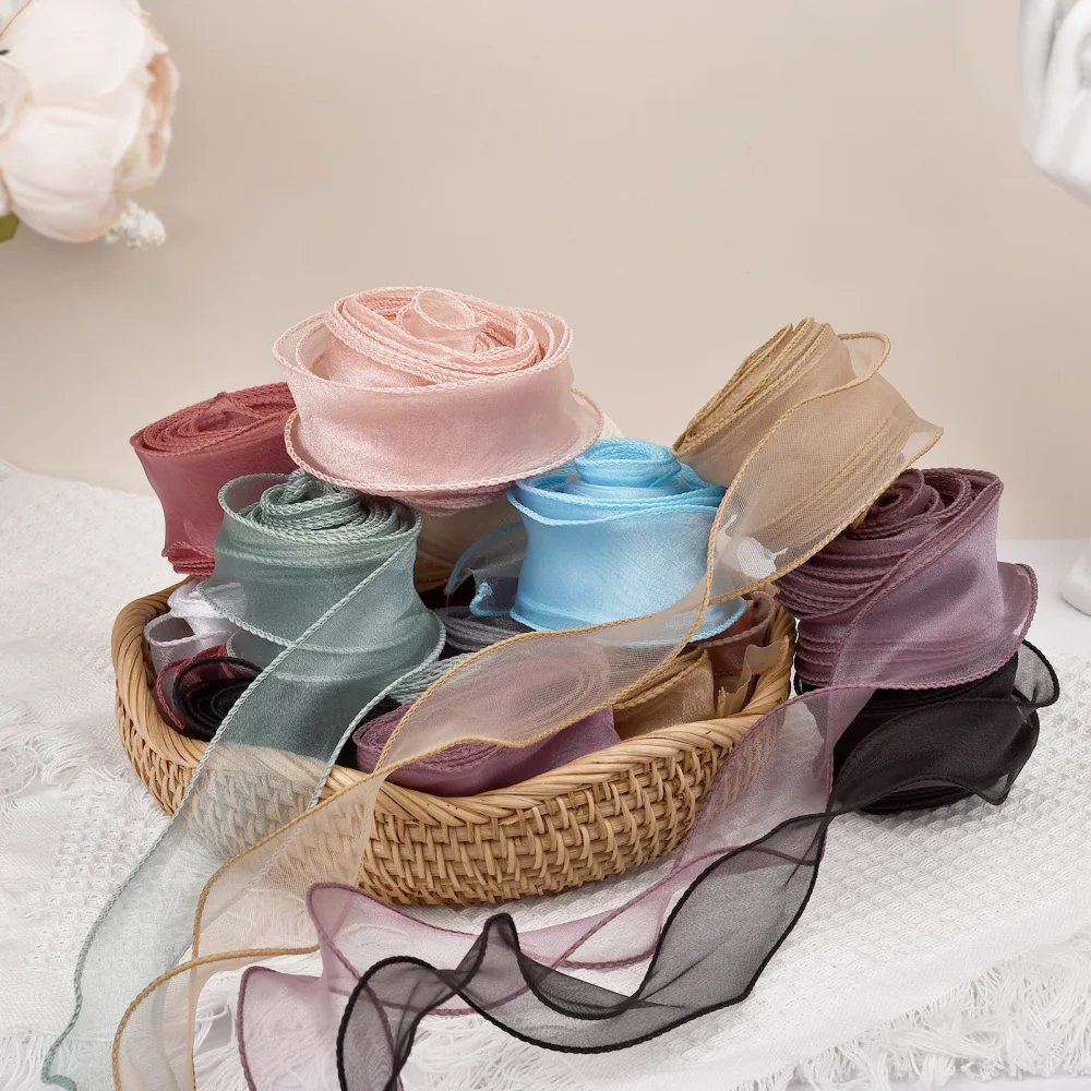 4cm Fischschwanz Organza Garn Band Welle Rand Spitze DIY Braut strauß Verpackung Bogen Material Hochzeits dekoration Nähen Stoff Dekor – Detail 5
