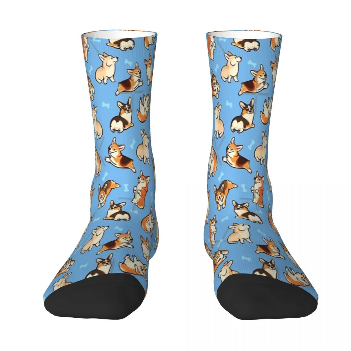 

Jolly Corgis In Blue Design Theme Socks Accessories for Female Male Flexible Dress Socks