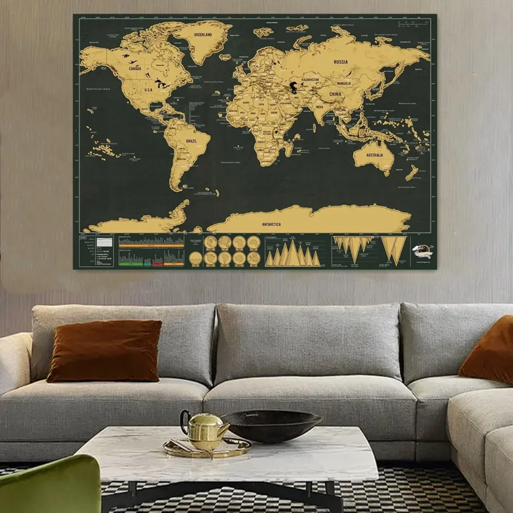 

Large scratch-off map suitable for hanging on the wall, Scratch Layer Coating Map for Travel Home Decor, Gifts for Travelers B2