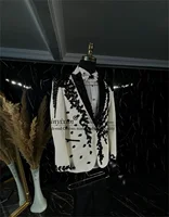 Luxury Beaded Crystals Men Suits Customized Groom Wedding Tuxedos 3 Pieces Set  Male Prom Blazers Slim Fit trajes para hombre 1