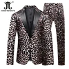 ( Blazer + Pants) Stage Host Apparel Mens Suit Nightclub Prom Social Slim Tuxedo Fashion Cool Leopard Print Dress Formal Suit 1