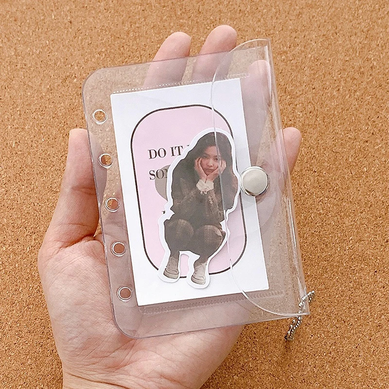 1PC Note Book Inner Bag Card Cover Sleece INS M5 Five Holes Loose Leaf Card Holder Case PVC Transparent Glitter Storage Bag