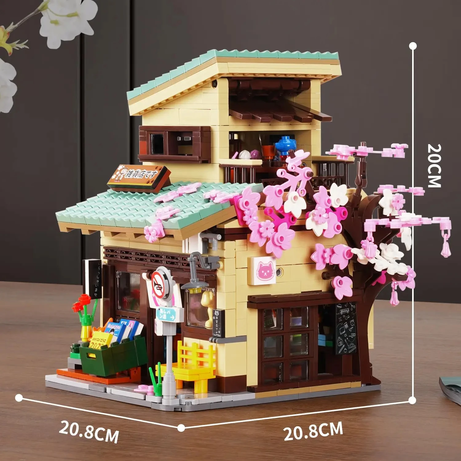921PCS Cat Grocery Store Building Blocks Creative City Street Scene MOC Model Bricks Set With Lights Kids Educational Toys Gifts 6