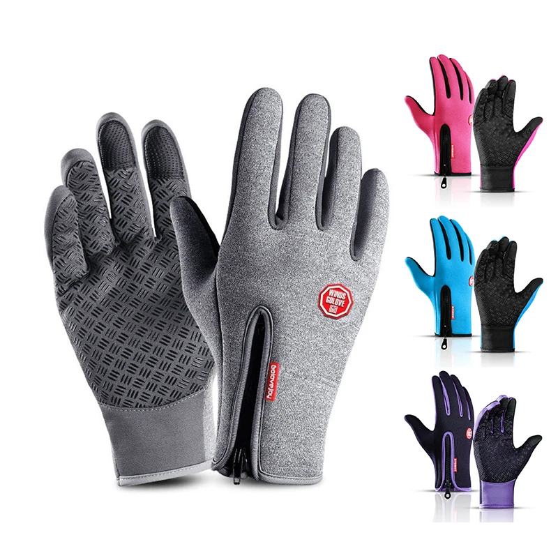 Winter Gloves Mens Touchscreen Waterproof Windproof Skiing Cold Gloves Womens Warm Fashion Outdoor Sports Riding Zipper warm gloves waterproof gloves