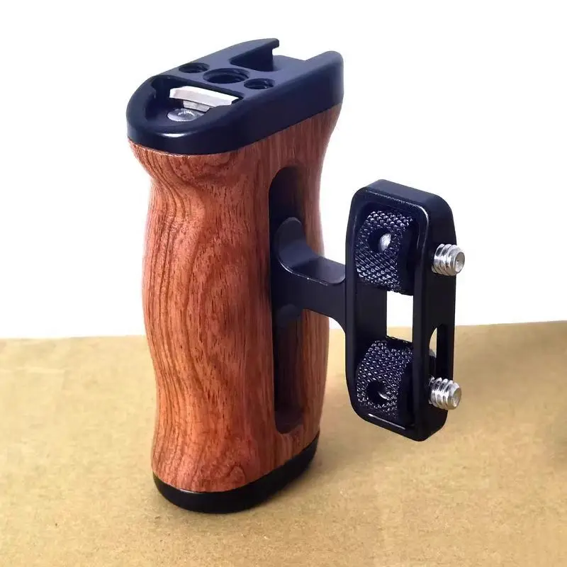Universal Cage Grip Wooden Left Right Side Handle for Sony Canon Nikon Panasonic Camera Video Support Cold Shoe Handgrip Movable gimbal handgrip