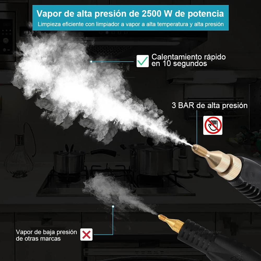 Limpiador a Vapor, Vaporeta Limpieza Hogar Potente de Mano 2500W, Portátil  Máquina de Limpieza a Vapor