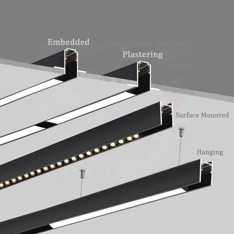 Magnetic Track System Rail Series Ceiling Embedded Plastering Surface Mounted Hanging Aluminum 48V Safe Working for Led Lights 2