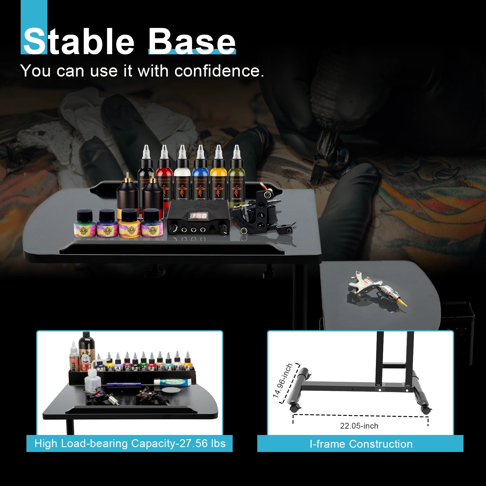 Adjustable Tattoo Station Table Rolling Tray Tattoo Workstation for Studio Beauty Salon Medical Shop Salon Furniture