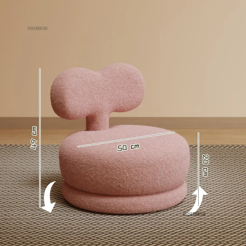 Rotatable Children's Sofas Cute Single Seat Mini Reading Leisure Backrest Low Chairs Designer Lambswool Children's Small Sofa BB