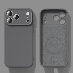 Premium Liquid Magnetic Silicone Phone Case with Soft Bumper Cover for Magsafe Compatibility (Grey)