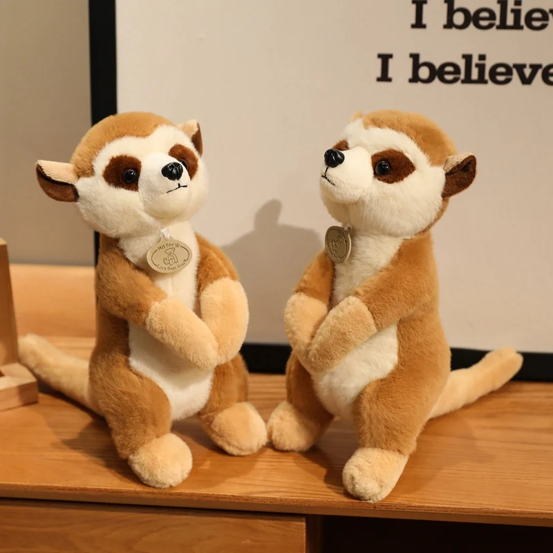 Hot Lifelike Meerkat Plush Toy Soft Stuffed Wild Lemur Doll Cute Funny Anime Animal Desktop Pet for Kids Birthday Gift