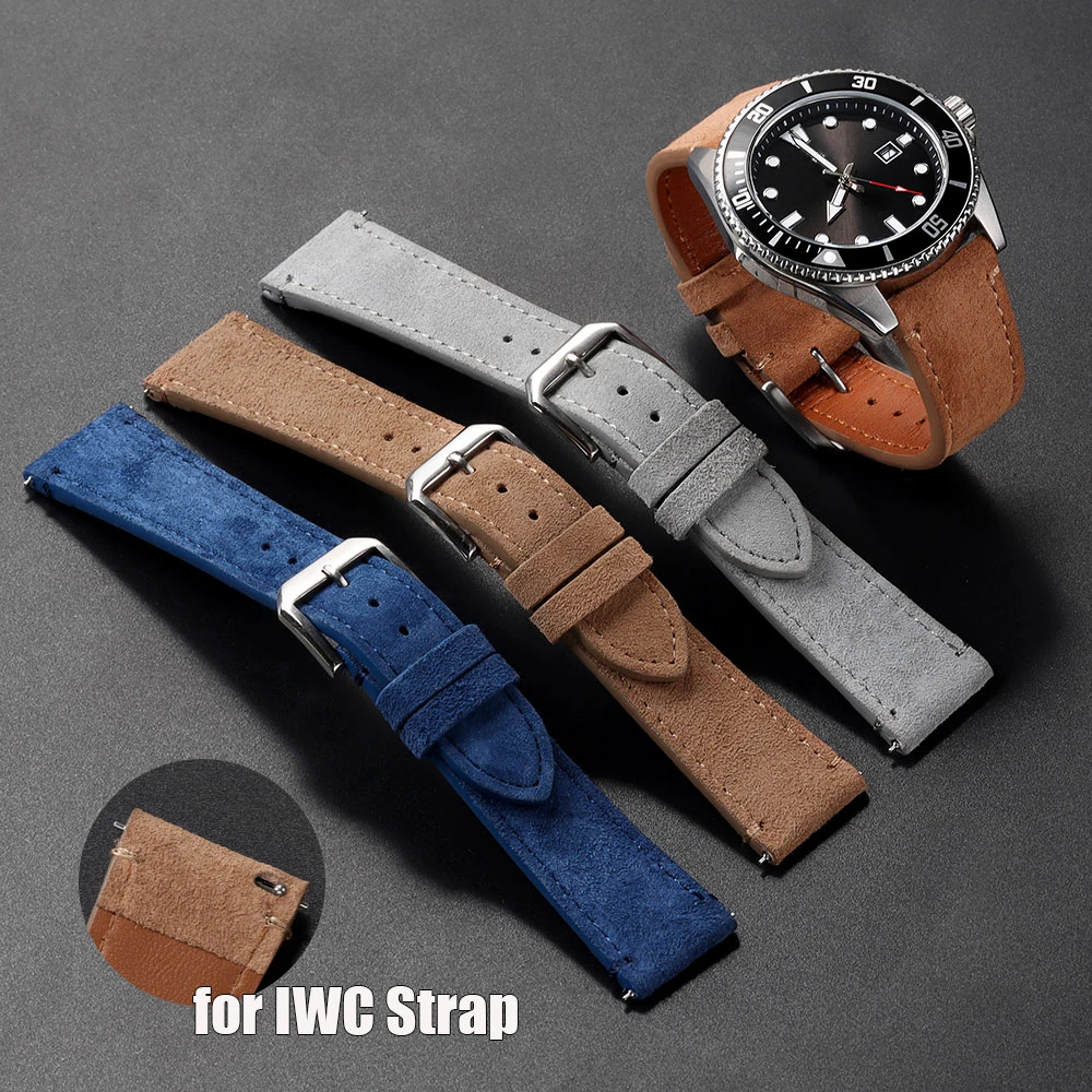 Cinturino Per Orologio Vintage In Pelle Scamosciata Di Alta Qualità Per Cinturino Iwc 22Mm Per Huawei Watch Gt3 Accessori Per Bracciali A Sgancio Rapi