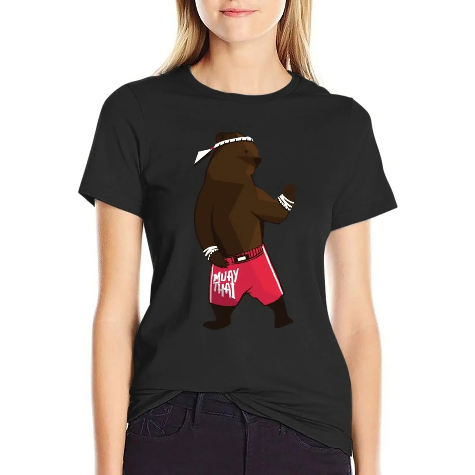 

MUAY THAI BEAR T-Shirt graphics kawaii clothes oversized aesthetic clothes plus size t shirts for Women loose fit