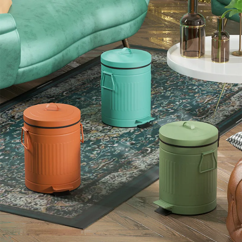 

8L Retro Stainless Steel Pedal Trash Can Household Living Room Trash Can Creative Mailbox Trash Can Bathroom Trash Can with Lid