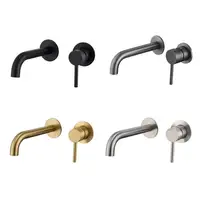 สแตนเลสห้องน้ําก๊อกน้ําอ่างล้างจานอ่างล้างหน้า Matte Black gold ร้อนและเย็น Wall Mount Spout Bath พร้อมที่จับ 3