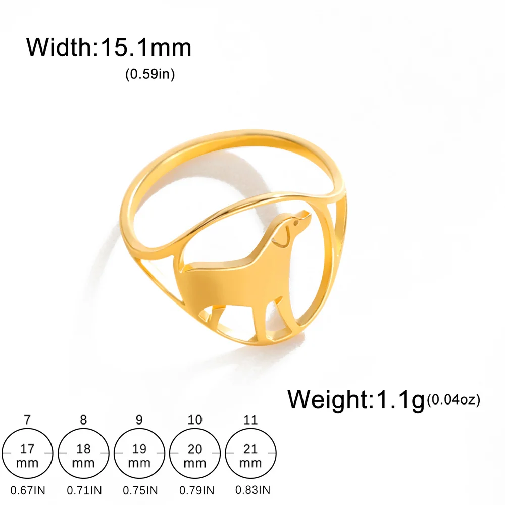 Süße Hund Katze Ringe für Frauen Mädchen Edelstahl Tier Eichhörnchen Welpen Fingerringe Mode Kpop Paar Schmuck Anillos Mujer – Detail 15