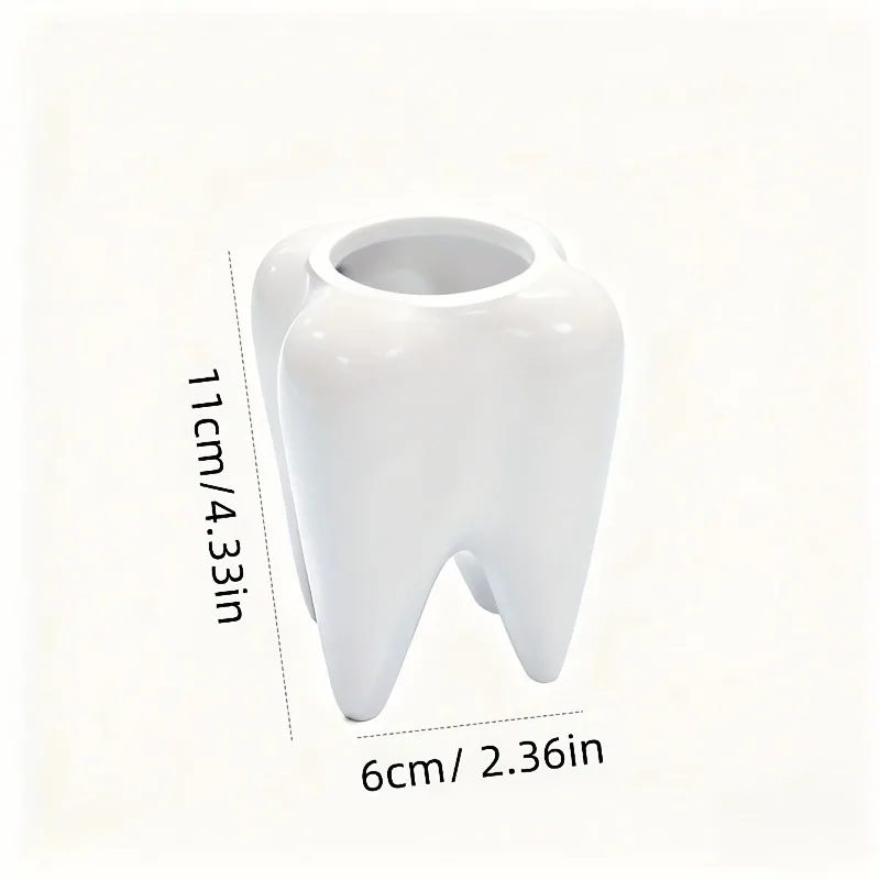 Tooth-Shaped White Pen Holder | Unique Freestanding and Wall Mount Organizer