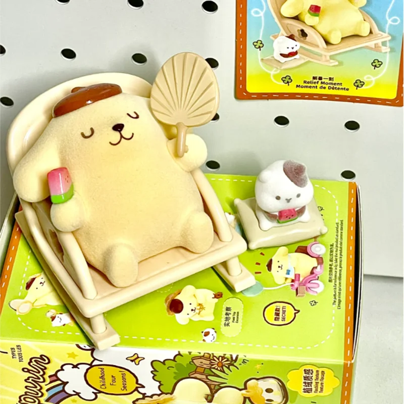 MINISO Sanrio Pompompurin Childhood Four Seasons Series Blind Box Kawaii Fishing Snowman Model Children's Toy Birthday Gift