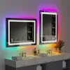 LUVODI Rectangle RGB LED Bath Mirror Wall Mounted Waterproof Demist Vanity Makeup Mirror with Multicolor Lights 5
