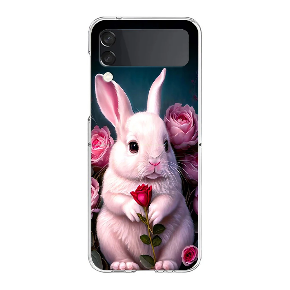 Chic Purple Hat Rabbit Hard PC Phone Case - Stylish Foldable Black Cover