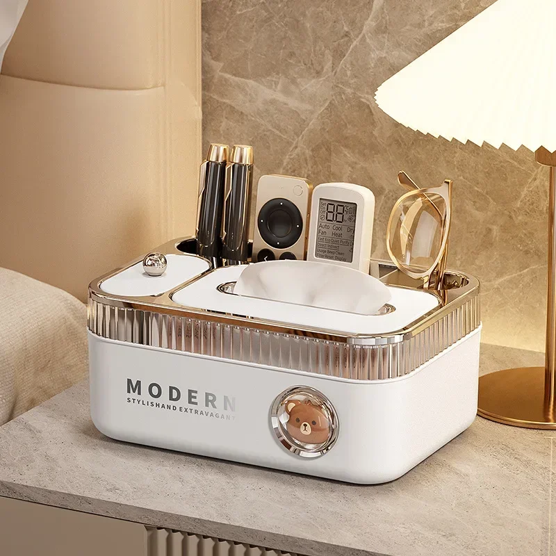 Luxury Cream Paper Towel Box Multi-Function Creative Home Living Room Tabletop Remote Controller Storage Drawer Box For Extracta 4