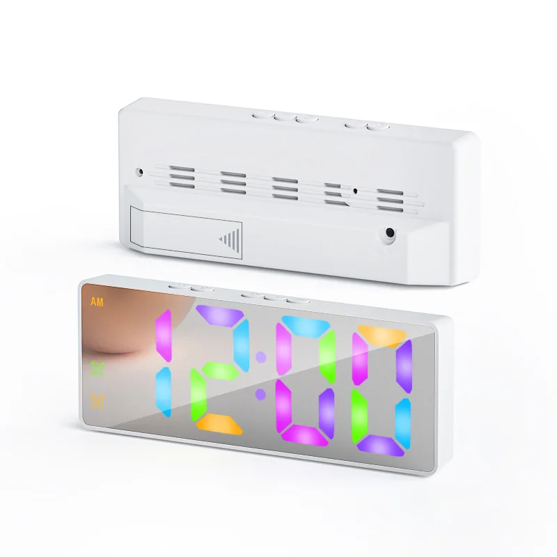 Simply LED Alarm Clock Student Digital Electronic Clock Voice Control Snooze Alarms Temperature Mute Table Clock