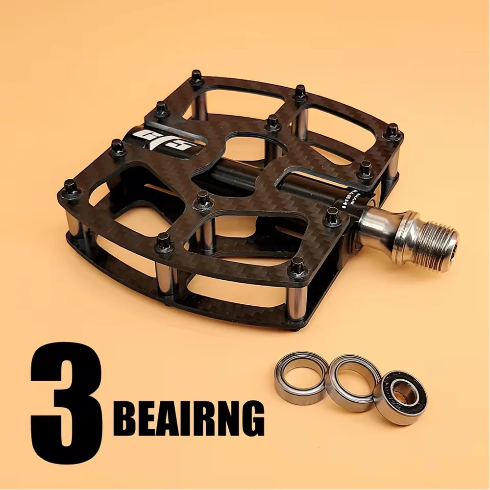 Ultralight MTB Carbon Fiber Bicycle Pedals Titanium Axle 3 Bearings Mountain Road High-Performance Bike Flat Pedal Cycling Parts
