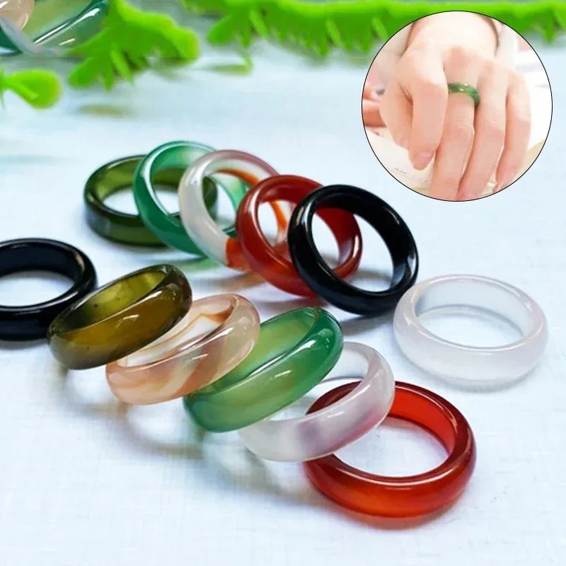 1pc New Fashion Top Quality Healing  Natural Stone High Ice Jade Ring for Women's Fashion Ring Fashion Jewelry Couple Gift