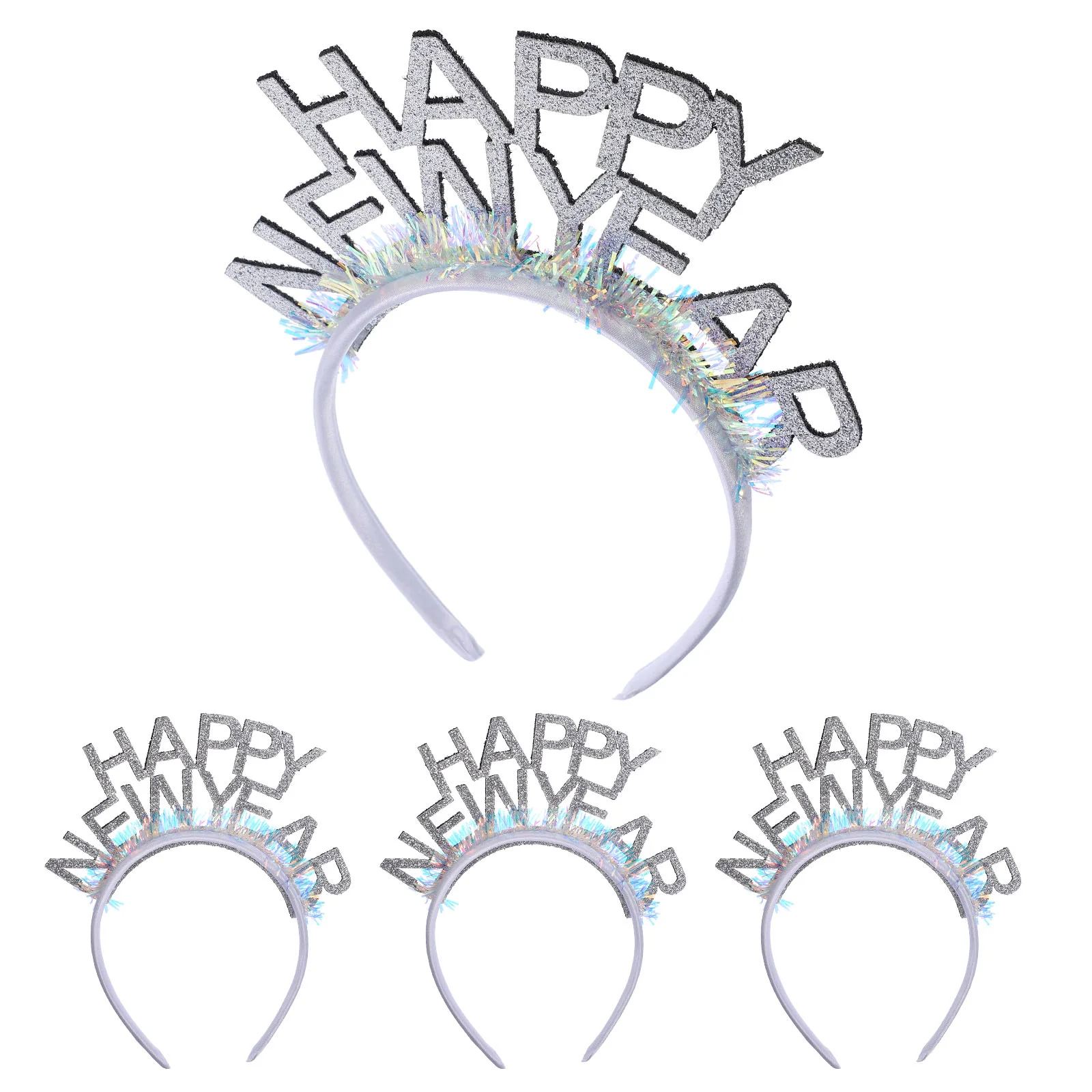 

4 Pcs Bathroom Decorations Happy New Year Headband Party Hair Accessories Glitter Headgear for Girl Women's