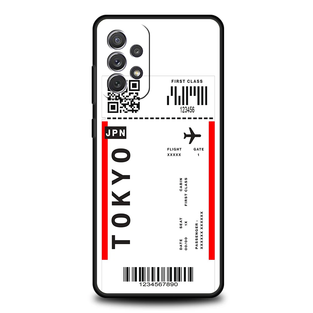 Welt Reise Ticket Seoul New York Telefon Fall für Samsung Galaxy A51 A71 A72 A73 A13 A23 A32 A33 A52 m31 M21 M22 A21S Weiche Shell – Detail 7