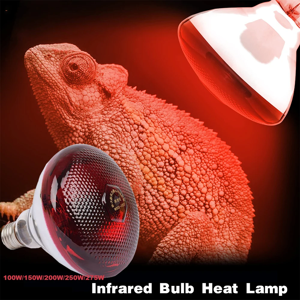 Reptile Lizard Heating Light Bulbs Brooder 100-275W Infrared Heating Lamp for Chick Pet Livestock Insulation Heat Bulb Terrarium