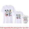 New Disney Minnie Mouse Shirts Cute Mother and Kids Tshirts Tops Baby Romper Funny Look Disneyland Trip Family Matching Outfits 3