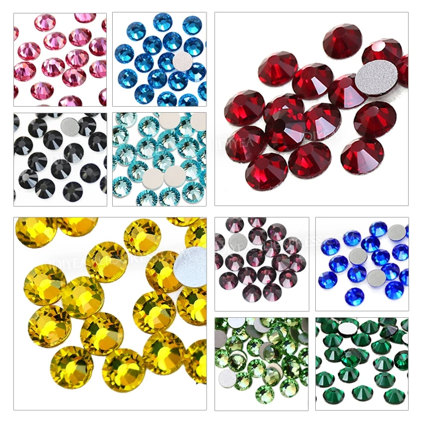 Multi colors SS3-SS30 Non Hot Fix Rhinestones flat back crystal strass glitter stone for DIY manicure 3D nail art fabric garment 1000pc bag 3mm jelly nail resin rhinestones flat back ab color crystal strass 3d charms gems manicure nail art decorations tc 82