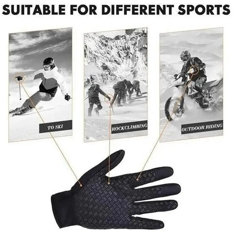 Outdoor Cycling Gloves, Bicycles For Warmth And Anti Slip In Autumn And Winter Touchscreen Snow Gloves For Driving Hiking 4