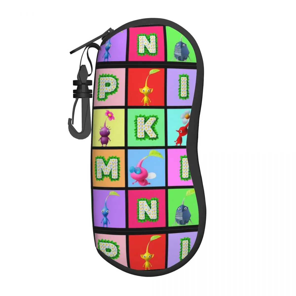 

Pikmin Collage Glasses Case Portable Zipper Cartoon Eyewear Protector Office Eyeglasses Box