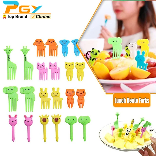 Mini Forks Animal Food Picks for Kids Cute Fruit Fork Bento Box Decor  Reusable Cartoon Children Snack Cake Dessert Lunch Pick - AliExpress