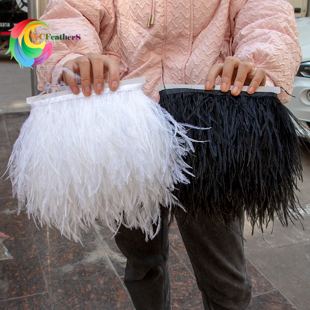 Ostrich Feather Trims Ribbon Multicolor Plume Sewing Crafts Dress Clothing Decoration 1M 5M 10M 8-10cm Mixed Color Craft Natural Feathers