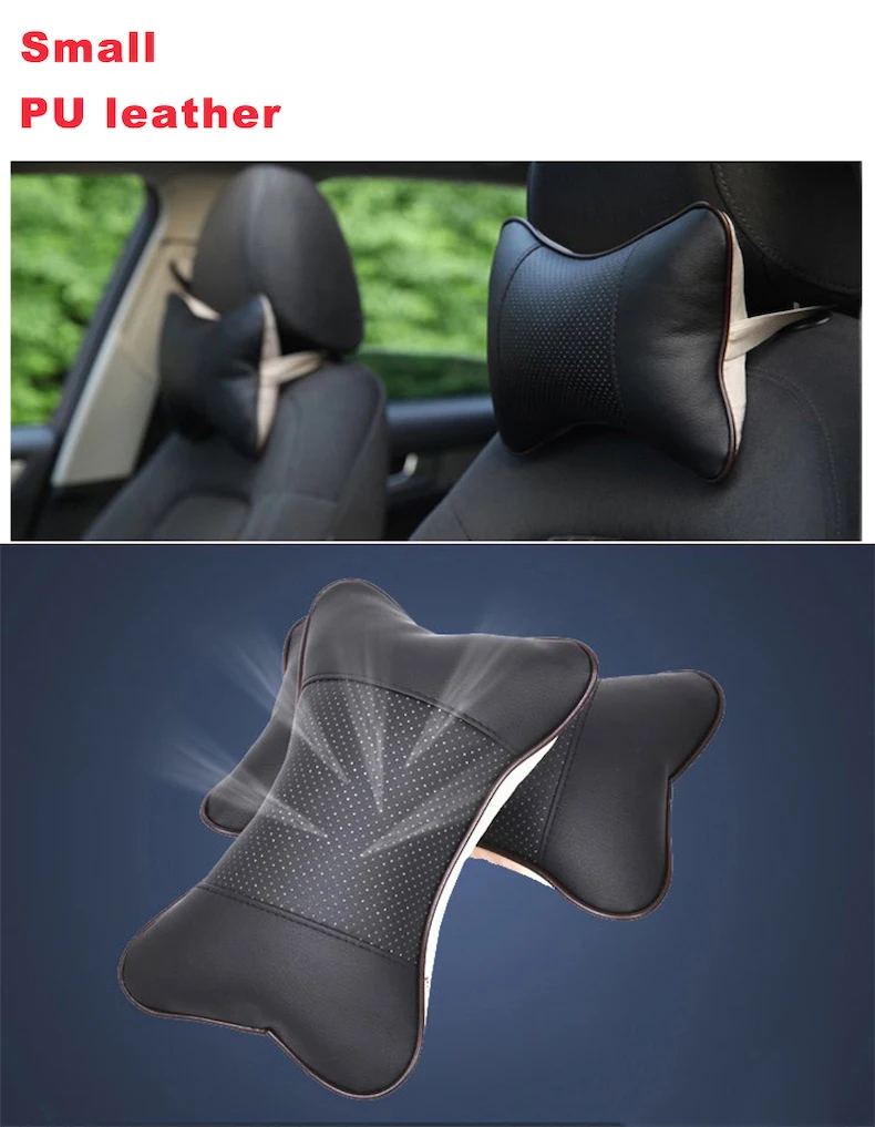 2Pc Echtes Leder Auto Kissen Atmungsaktive Auto Kopfstütze Nacken Kissen Universal Auto Hals Kopfstütze Weiche Kissen – Detail 16