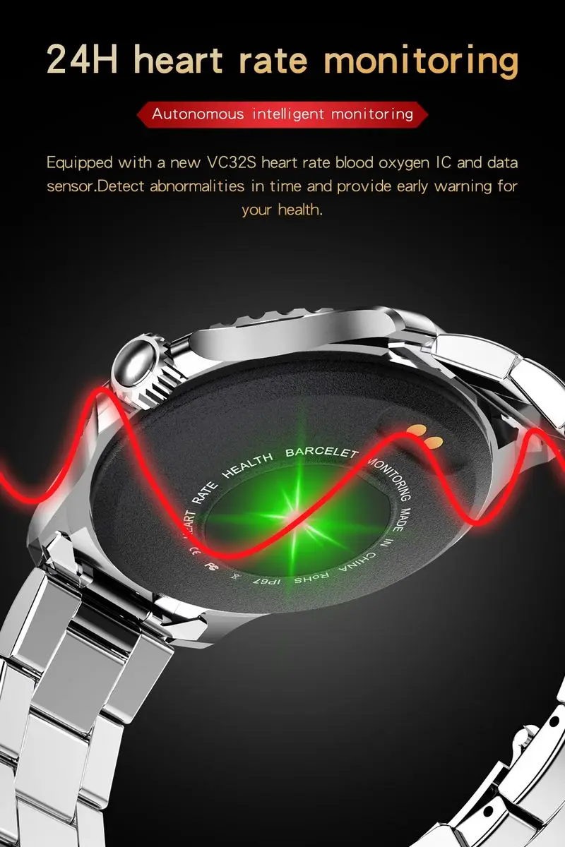 2022 New Smart Green Watch for Men Business Fashion Movement Heart Rate Fitness IP68 Smart Bracelet for Xiaomi Phone Android IOS