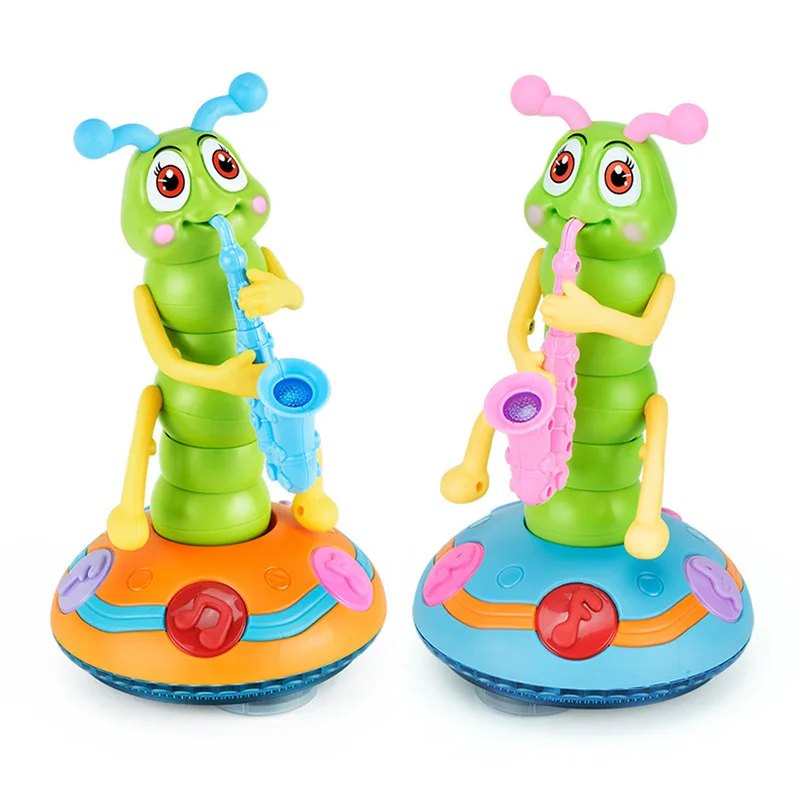 

Children Musical Caterpillar Toy Interactive Singing Twist Worm Music Caterpillar With Lights Blowing Saxophone Baby Infant Toy