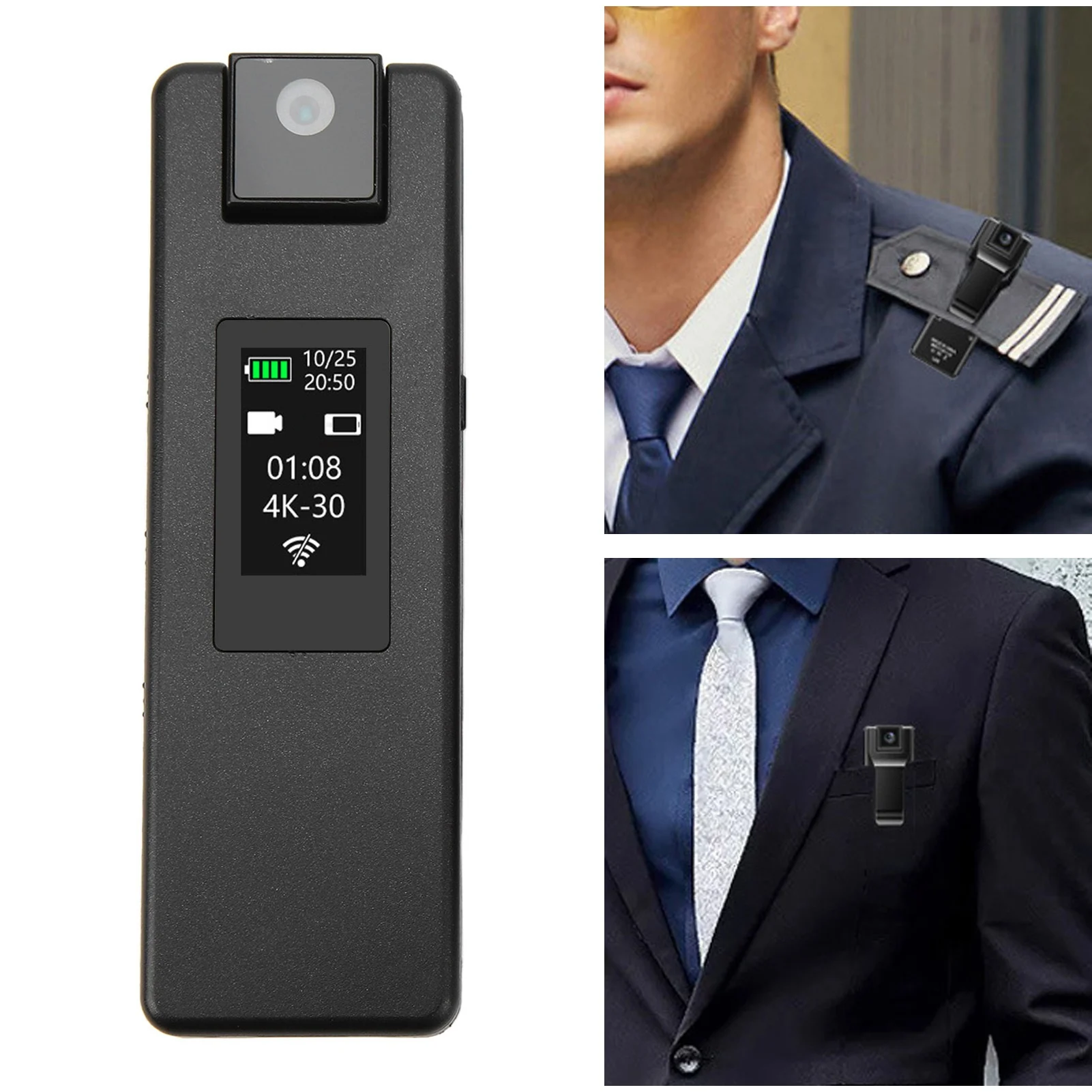 WiFi Body Camera 4K HD Motion Detection 1500mAh 180 Degree Rotation Small Body Camera with Back Clip for Riding Office new