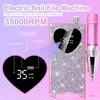 96W Rechargeable Nail LED UV Lamp And 35000RPM Nail Drill Machine with Diamonds Heart-Shaped Design for Manicure Polishing Dryer 2
