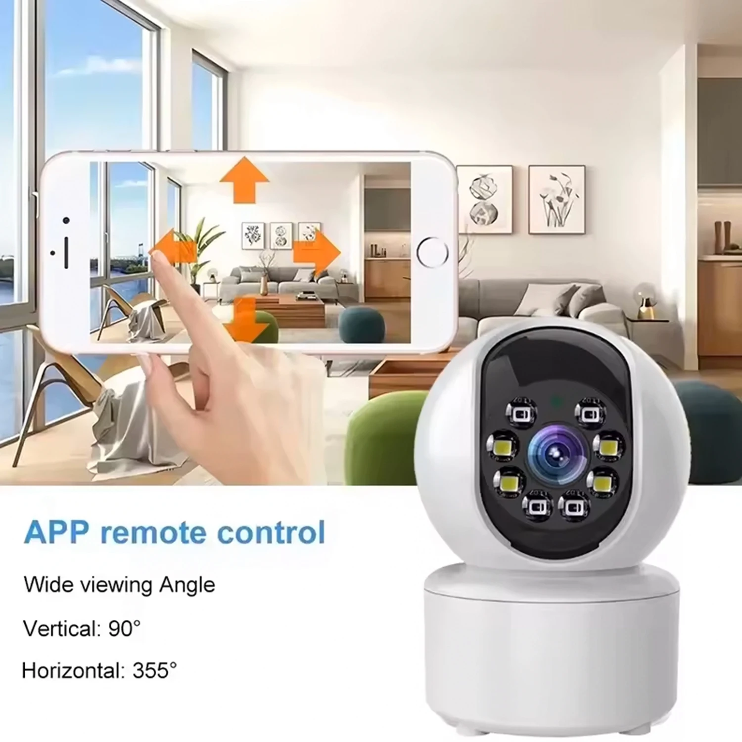 Whole house movement Dual Lens 360°Rotatable Home Secuiry  WiFi Surveillance Auto Tracking Night Vision Monitor Smart Camera NEW