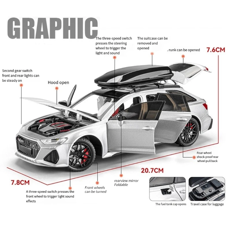 

Collectible Diecast Car Model Metal Vehicle Model 1:24 Toy Car Model with Simulation Sound Light for Office Table DropShipping
